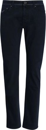 Jacob Cohen Contrast-Stitched Five-Pocket Cotton Straight-Leg Pants