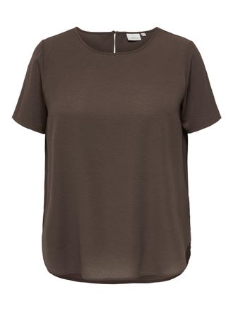 Only Carmakoma Shirtbluse ONLY CARMAKOMA CARVICA SS TOP WVN NOOS, Damen, Gr. 46, chocolate martini, Web, Obermaterial: 97% Polyester, 3% Elasthan, unifarben, regular