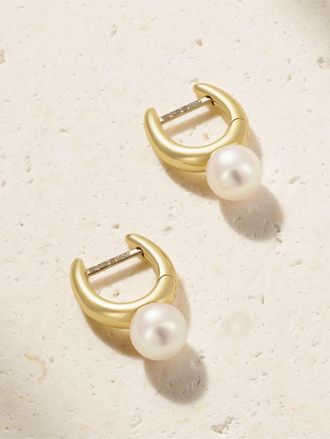 Mikimoto Orecchini A Cerchio In Oro 18 Carati Con Perle