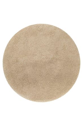 Homie Living Alfombra de ba&ntilde;o redonda lisa de poli&eacute;ster beige capuchino 90 cm