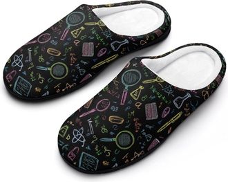 Generic Science Abstract Math Chemistry Print Men Slippers Funny House Shoes Cotton Slipper for Indoor Outdoor
