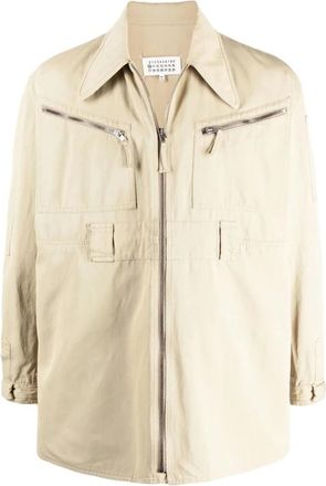 Maison Margiela Beige Katoen Viscose Lichtgewicht Jas - Dames - Zomerjassen - Beige - XS - Katoen - Jassen