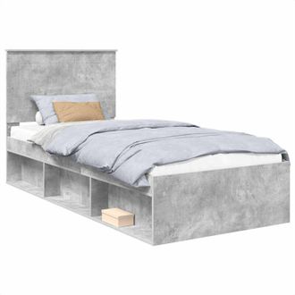 vidaXL Estructura De Cama Con Cabecera Gris Concreto 90 X 190 Cm Vidaxl