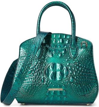 Brahmin Melbourne Rosetta Satche Cross Body Womens Handbags Mystic Green, Leather/Polyester