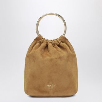 Prada Mini bucket bag in cinnamon suede