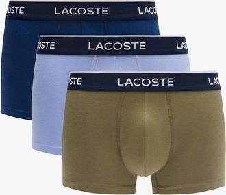 Lacoste Mens Lacoste 3-Pack of Mens Trunks - Olive/Delphinium-Methylene 93I - Tan - Size: 33/32/32