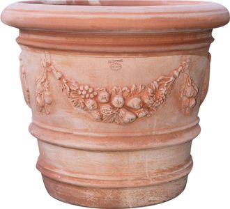 Biscottini International Jarr&oacute;n Redondo De Terracota 72x61 Cm Macetero De Exterior Jardinera De Jard&iacute;n Hecha A Mano Made In Italy Jarrones De Balc&oacute;n