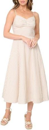 Gibsonlook Amanda Stripe Cotton Blend Poplin Sundress in Khaki Stripe at Nordstrom Rack, Size X-Large