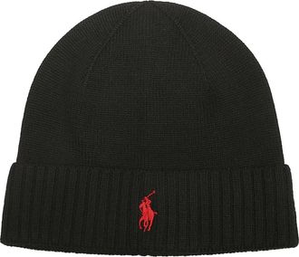 Polo Ralph Lauren Merinos Beanie - Heren - Hoeden - Zwart - ONE Size - Wol - Accessoires