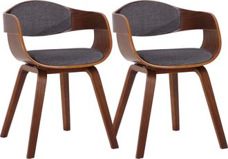 Clp Clp - Set De 2 Sillas De Comedor Kingston De Tela Y Madera Nogal/gris Claro