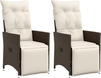 vidaXL vidaXL Sedie Reclinabili Giardino 2pz con Cuscini Marrone Polyrattan