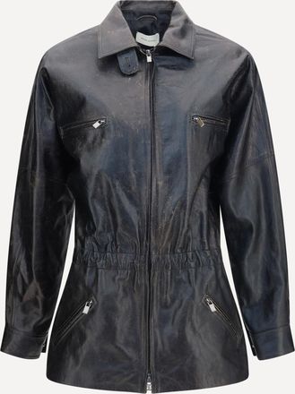 Magda Butrym Vintage leather Jacket with drawstring Female 38