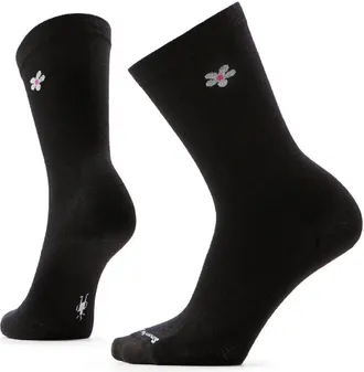 Smartwool Womens Everyday Groovy Bloom Crew Socks Black S