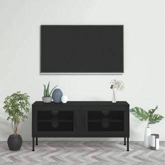 vidaXL Mueble Para Tv De Acero Negro 105x35x50 Cm Vidaxl
