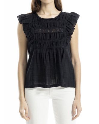 Max Studio Cap Sleeve Lace Insert Blouse