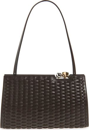Jacquemus Le Salon Woven Leather Shoulder Bag in Dark Brown 880 at Nordstrom
