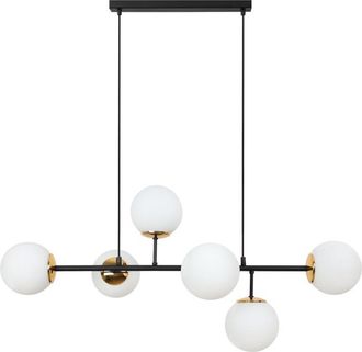 OEM L&aacute;mpara De Techo Siena Negra Y Dorada 6 Pantallas Planas Blancas E14 Brazos Largos