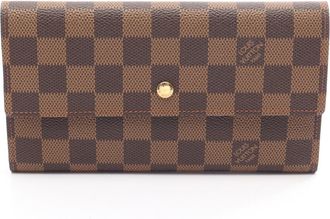 Louis Vuitton Brown Leather Pvc Long Wallet (Tri-Fold) (Pre-Owned)