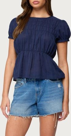 Edikted Maricella Peplum Top in Navy at Nordstrom, Size X-Small