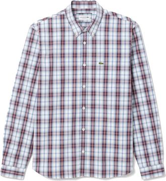 Lacoste Regular Fit Poplin Schots Ruitpatroon Overhemd - Heren - Casual Overhemden - Rood - 4XL - Katoen - Overhemden
