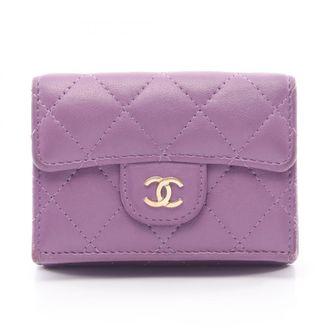 Chanel Purple Leather Wallet (Tri-Fold) (Pre-Owned)