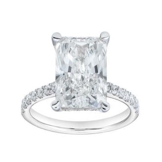 LuvMyJewelry Maia 14K Gold Radiant Cut Lab Grown Diamond Hidden Halo Engagement Ring - 5.4 Ct in 14K White Gold at Nordstrom, Size 7.5