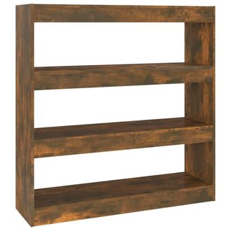Berkfield Home Book Cabinet/Room Divider Smoked Oak 100x30x103 cm in Brown | Size: 100 x 30 x 103 cm