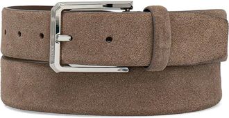 BOSS suede silver-buckle belt - men - Suede - 95 - Brown