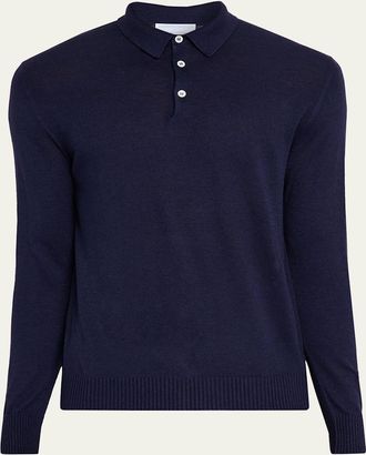 Anderson & Sheppard Mens Silk and Cashmere Polo Sweater