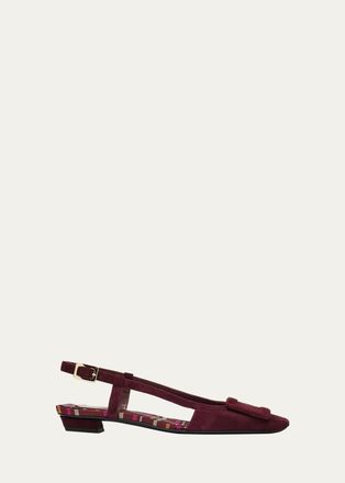 Roger Vivier Belle Vivier Suede Slingback Flats