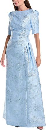 Teri Jon by Rickie Freeman Teri Jon By Rickie Freeman Metallic Jacquard Side Drape Gown
