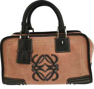 Loewe Amazona Bag Stitched Suede Beige Suede Handbag (Pre-Owned)