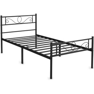 Yaheetech Yaheetech Letto in Ferro Battuto con Doghe Struttura Letto in Metallo Stile Rustico Moderno Nero Singolo 90 x 190 cm