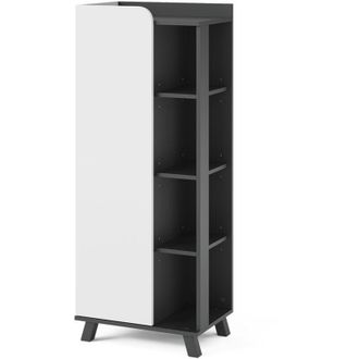 Vicco Mueble Midi Karen, Antracita/blanco, 50 X 128 Cm Con Puerta Y Compartimentos Abiertos, Vicco