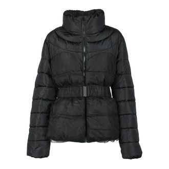 Twinset Jassen, Dames, Zwart, S, Gewatteerde Pufferjas met Attitude