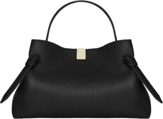 Yuzefi Zwarte Pebble Grain Leren Sculpturale Handtas - Dames - Handtassen - Zwart - ONE Size - Leer - Tassen