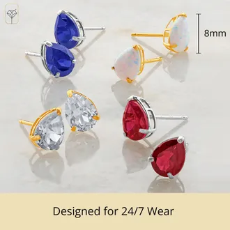 MAX + STONE 14k Yellow or White Gold Teardrop 8mm Gemstone Pear Shape Stud Earrings