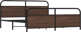 vidaXL Vidaxl - Estructura de cama sin colchón metal roble marrón 200x200 cm