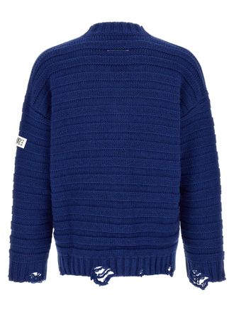 Maison Margiela Virgin Wool Blend Cardigan - Blue