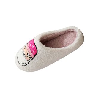 Generic UK 8 Christmas Womens Two Tone Slippers Warm Memory Foam Slipper Fuzzy Cozy Non-Slip Shoes Lightweight House Slippers Breathable Winter Mule Slipper S