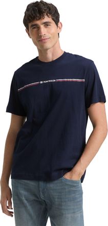 Tom Tailor T-Shirt TOM TAILOR, Herren, Gr. 3XL, blau (sky captain blau), Single Jersey, Obermaterial: 100% Baumwolle, bedruckt, regular fit h&uuml;ftbedeckend, Rundha