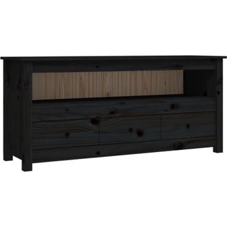 vidaXL Mobile Porta tv Nero 114x35x52 cm in Legno Massello di Pino - Vidaxl