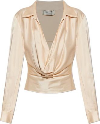 Blumarine Satijnen Top met Decoratieve Halslijn - Dames - Blouses - Roze - 2XS - Satijn - Overhemden