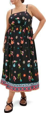 City Chic Layla Printed Midi Sundress in La Mont Blk at Nordstrom, Size 12W