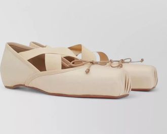 Christian Louboutin silk bow-embellished ballerina shoes