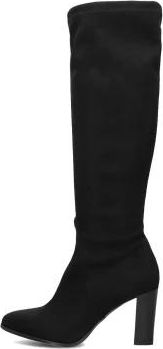 Notre-V Elegante Zwarte Hoge Hak Laarzen - Dames - Laarzen met Hak - Zwart - 39 EU - Wol - Schoenen