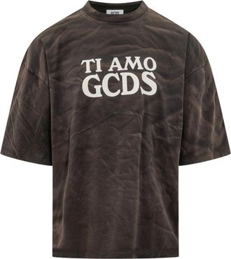 GCDS Dark Brown Logo T-Shirt