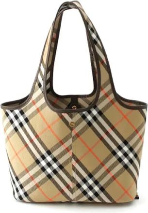 Burberry Pre-owned Tote Bags, female, Beige, Size: ONE SIZE Pre-owned Cotton handbags