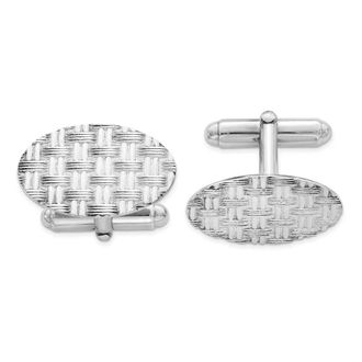 Diamond2Deal Sterling Silver Rhodium-plated Cuff Links