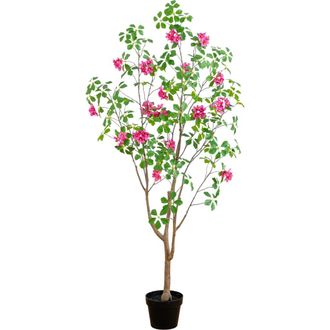 Nearly Natural 5-ft Artificial Dogwood Tree with Real Touch Leaves in Green/pink at Nordstrom